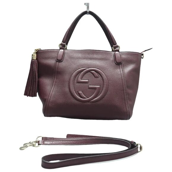 GUCCI Soho Top Handle Purple Leather Satchel 534-060525 - Picture 1 of 12